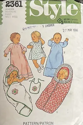 Style Vintage 1984 Baby Sleeping Bag Dress Nightie Pattern 2361 Newborn Uncut • £6.99