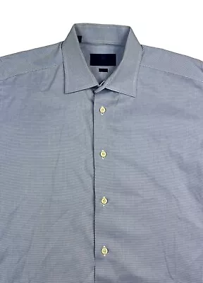 David Donahue Dress Shirt Blue Polka Dot TRIM Fit Modern Men's 17 • $16.99