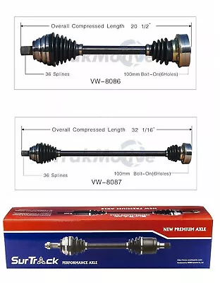 Pair Of Front CV Axle Shafts For Volkswagen Jetta Rabbit FWD SurTrack Set • $134.93