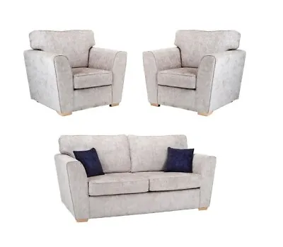 Classic Modern GREY Fabric 3 Seater + 2 Armchairs Sofa Suite INDIGO 311 • £949