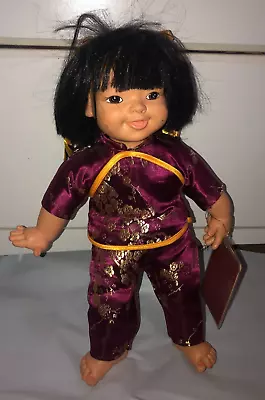 Overseas Passport Oriental Asian Baby Girl Doll 15  Cloth Vinyl Hong Kong Vintag • $39.99