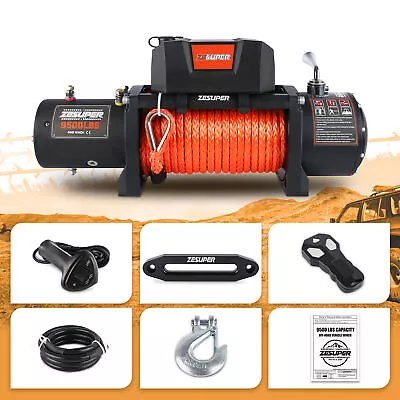 Electric Winch 9500LBS 12V Synthetic Rope Towing Truck Trailer 4WD Off-Road • $329.90