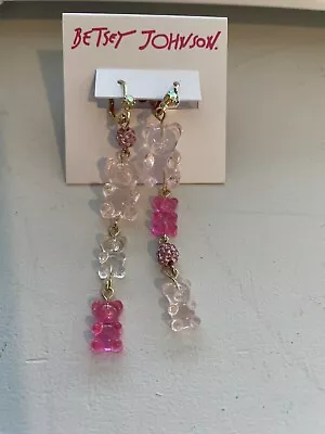 NEW Betsey Johnson All Pink Gummy Bear Long Earrings • $20