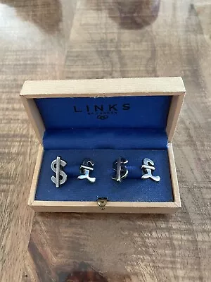 Boxed Gents Links Of London Sterling Silver Pound & Dollar Symbol Cufflinks • £29