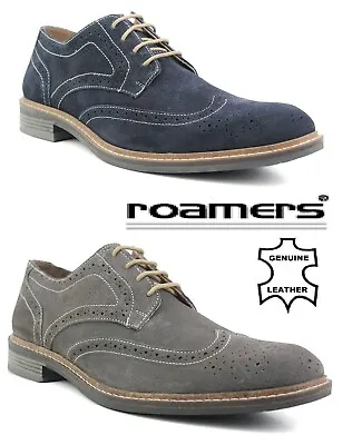 Roamers Mens Lace Up Smart Party Wedding Suede Leather Oxford Brogue Formal Shoe • £25.99