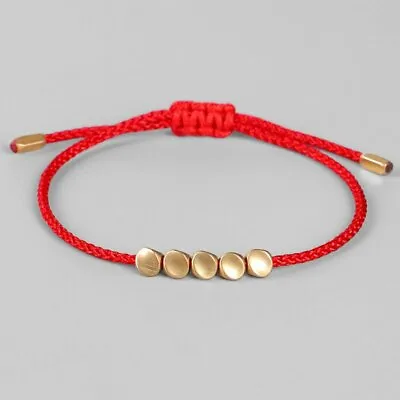 Tibetan Buddhist Handmade Copper Beads Bracelet Lucky Red Rope Women Men Jewelry • $3.27