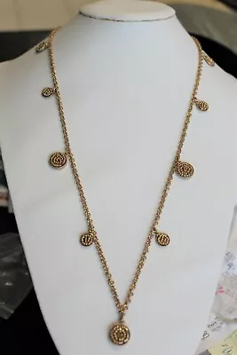 New NWT $32 J. Crew  Pave Disc Charm Gold Tone Chain Necklace - 24  • $12.99