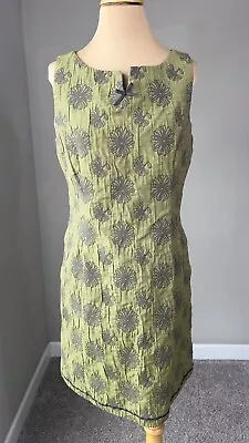 Vintage J.P. Matie Olive Green Floral Embroidered Sheath Dress Women's M • $24.99