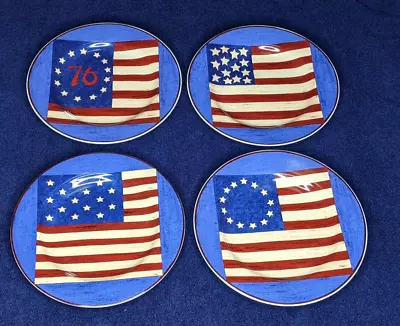 Flag Plates SPIRIT OF THE FLAG Warren Kimble Appetizer Salad  Dessert Set Of 4 • $23.75