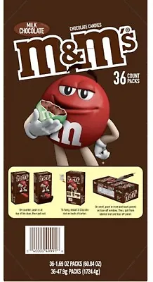 M&M'S Milk Chocolate Candy Full Size 1.69 Oz Bag. Case Of 36 • $23.99