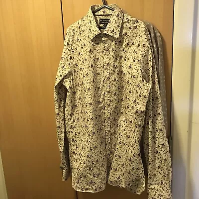 Marks &Spencer Autograph Shirt Lilac Floral Cotton Size 16.5 Collar 42 2”longer • £12.99