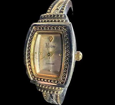 Vivani Bangle Cuff Silver/Gold Tone Stainless Steel Watch With Diamond At 12:00 • $18