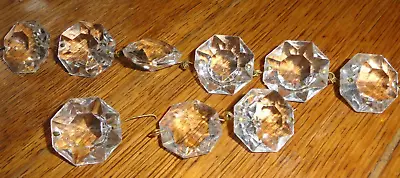 Lot Of Nine Vintage Crystal Glass Round Faceted Chandelier Prisms • $22.50