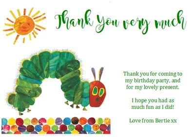 £25.99 • Buy Personalised Birthday 1st Party Thank You Notes THE VERY HUNGRY CATERPILLAR
