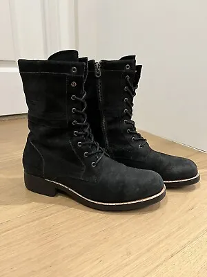 G Star Raw Combat Boots Black Suede EURO 40 / US 9 - Zip & Lace Closure • $59.99