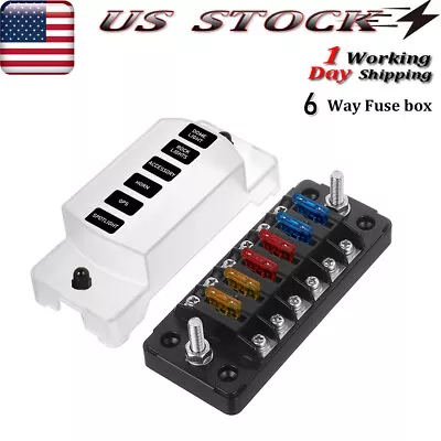 PSEQT 6-Way Car Marine Fuse Box Block With 12 Pcs ATC/ATO Blade Fuses Kit • $17.95