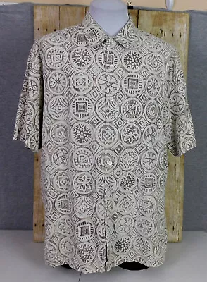 Tori Richard Hawaiian Shirt Mens 2XL Short Sleeve Silk Blend Geometric • $15.99