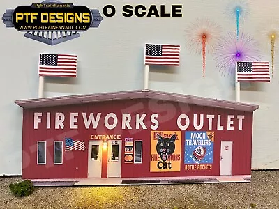 O Scale Scratch Built ”FIREWORKS OUTLET” 🎇🎆 Building Flat W/LED - MTH Lionel • $23.99