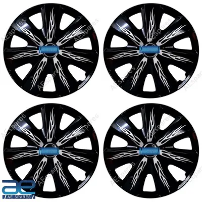 4 Pcs New Wheel Hub Caps Cover Plastic Black Silver 12-17  For Cars Universal • $150.78