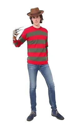 £89.98 • Buy Adult Green/Red Stripe Jumper & Claw Glove Freddy Krueger Cosplay Outfit 2PC Set