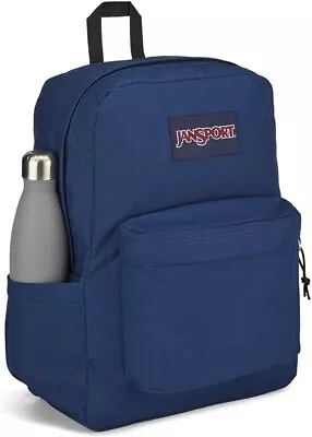 JanSport SurperBreak Plus Backpack Laptop Compartment Water Bottle Pocket-Navy • $29.99