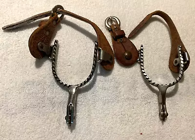Vintage Stainless Steel Set Of Spurs With Leather Straps • $28
