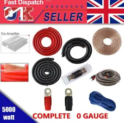 £27.47 • Buy 5000W 0AWG Car Amp Audio Amplifier Cable Subwoofer Wiring Kit RCA Cable Fuse Set