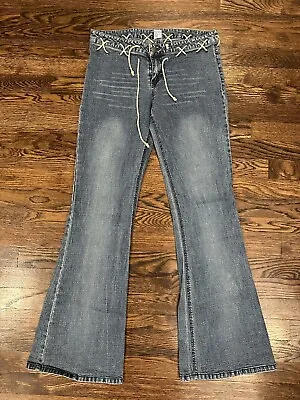 Y2K Mudd Jeans With Lace-up Details Size 11 • $32.99