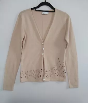 Priciples Cardigan In Beige With Beaded Detail Size Small/8 • £9