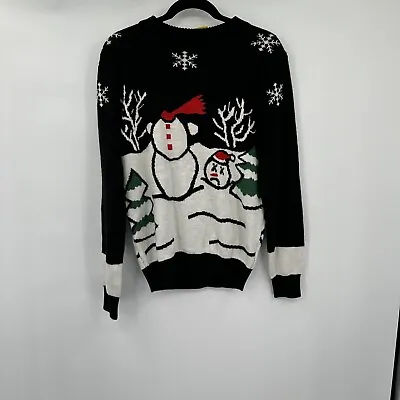 Tipsy Elves Mens Sweater Large Black White Snowman Christmas Holiday Pullover • $29.99