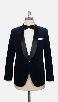 Brunello Cucinelli Blue Velvet Solid Tuxedo Jacket - (BC1024236) • $1419