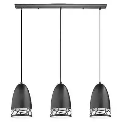 Eglo Savignano  Matte Black Linear Multi Pendant Light With Metal Shades • $99.95