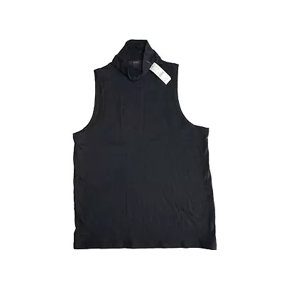 J Crew Cotton Small Black Lightweight Mock Neck Sleeveless Tank • $19.99