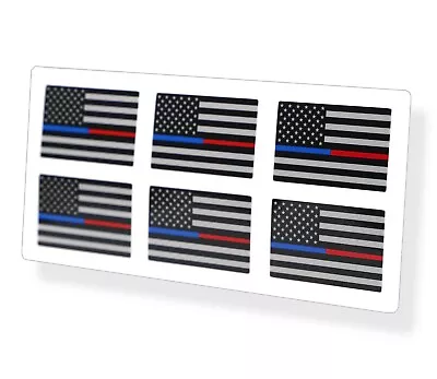 6 Blue Red Line Flag USA America Mini Sticker Helmet Car Vehicle License Decal • $2.95