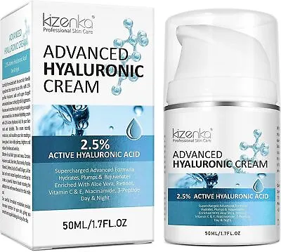 Kizenka Hyaluronic Acid Face Cream Anti-Ageing Wrinkle Enhance Hydrate Moisture • £6.50