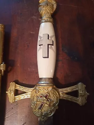 Antique Knights Templar Masonic Engraved Sword With... • $259