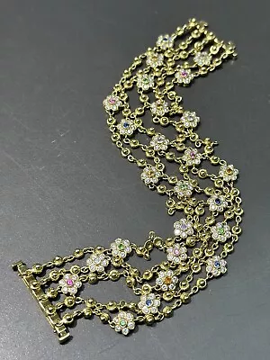 18K Gold Diamond Multi-Gemstone Flower Bracelet • $6800