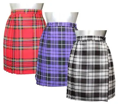 Womens Tartan Pleated Wrap Over Skirt Ladies 18 Inches Buttoned Kilt Short Skirt • $16.41