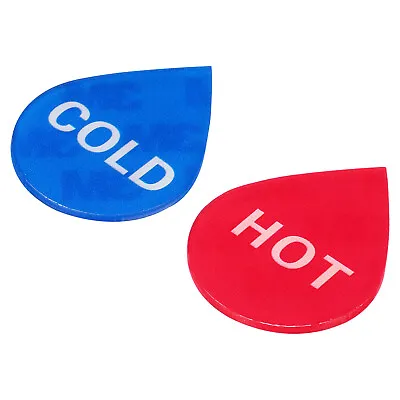 4Pcs Self Stick Hot/Cold Water Label Acrylic Drop Shape Sticker Marker Red/Blue • $6.47