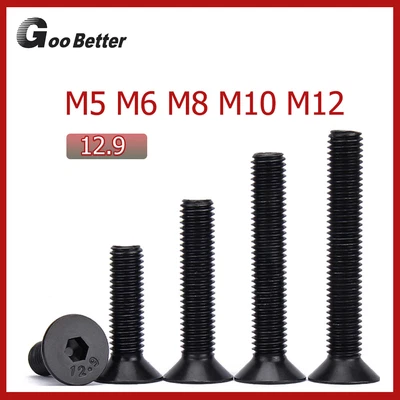 £1.44 • Buy M5 M6 M8 M10 M12 Countersunk Allen Socket Head Screws Black High Tensile Bolts