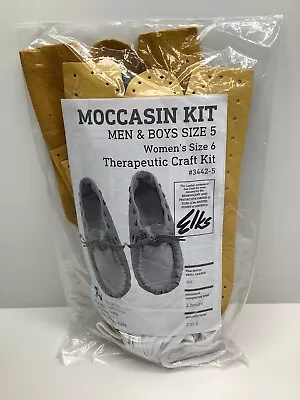 Moccasin Therapeutic Craft Kit Men & Boys Sz 5 ELKS Tan Brown Leather DIY 3442-5 • $29.99