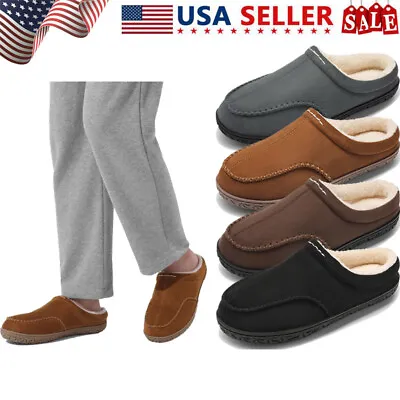 Men's Memory Foam Clog Slippers Moccasin Slip On House Cozy Shoes Size 7-15 • $12.99