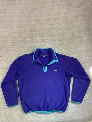 VINTAGE PATAGONIA L 1/4 Quarter Snap Button Pullover Sweater Fleece Sherpa VTG! • $24.99