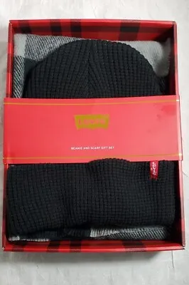 Levi’s Men's Knit Beanie And Scarf Set Brand New With Tags Black • $15.95