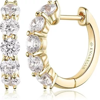 Gold Hoop Earrings For Women 14K Real Gold Plated Huggie Hoop Earring Diamond Cu • $29.99