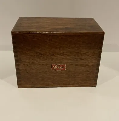 WEIS Vintage OAK Dovetailed Index Card File Box Recipe Wood Brass Hinges Nice • $19.63