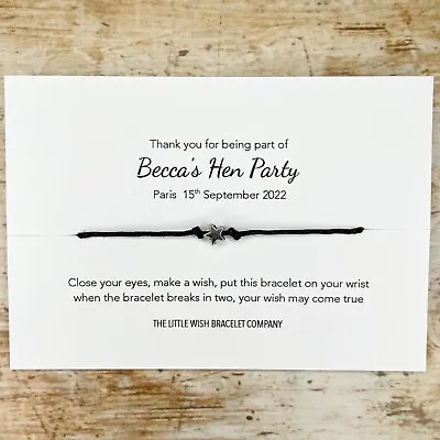 £1.35 • Buy HEN PARTY Favours Wish Bracelets On Thank You Cards Night Do Personalised Gift