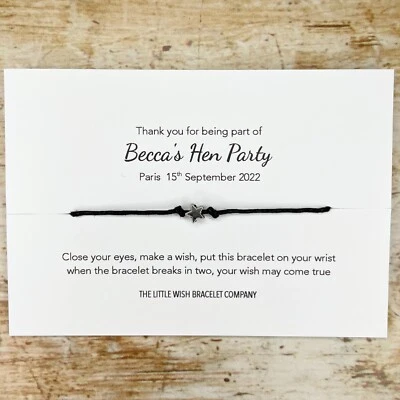 £1.35 • Buy HEN PARTY Favours Wish Bracelets On Thank You Cards Night Do Personalised Gift