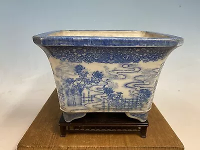 Blue Painted Vintage Japanese Made Shohin Bonsai Tree Pot 7 3/4” • $588