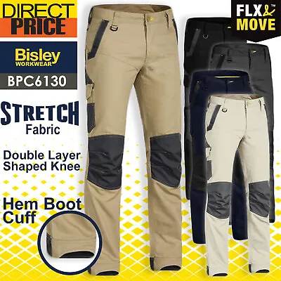 Bisley Mens Work Pants Stretch Cotton Canvas FLEX And MOVE & NEW BPC6130 • $72.95